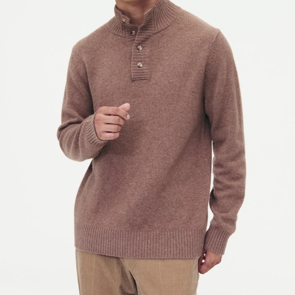 Cashmino Quarter Zip Button Sweater